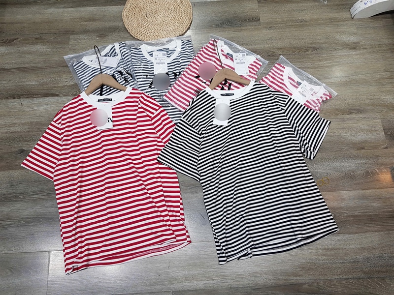 Áo phông zara cộc tay kẻ 2 màu