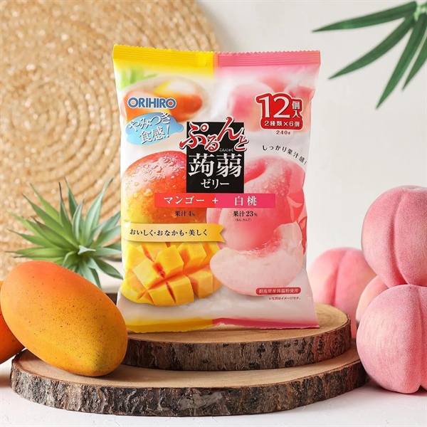 Thạch trái cây Orihiro Vị Xoài và Đào 240g