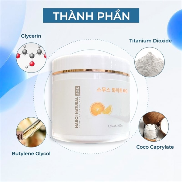 Dưỡng thể trắng da narci Natural clinical skincare smooth white body 200g