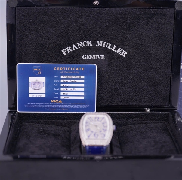 Đồng hồ Franck Muller V32 (32x46mm) dây xanh có giấy kiểm định (ACBUNo529) +