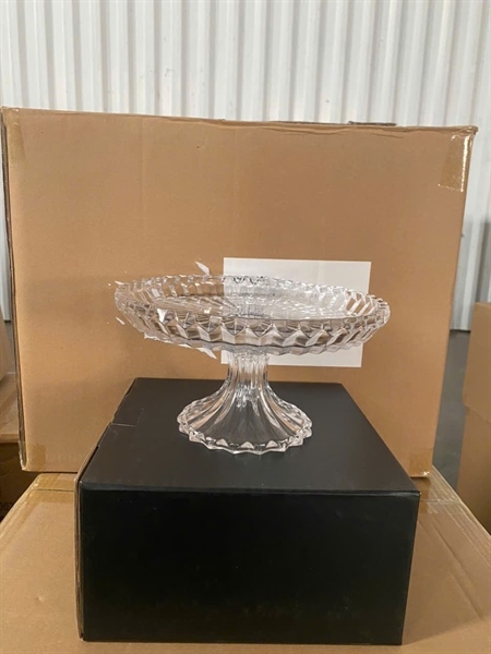 Đĩa thủy tinh pha lê tròn có đế cao cấp size TRUNG (Thùng 12)