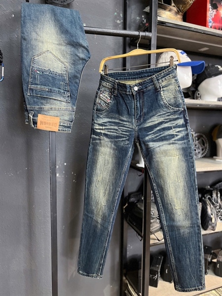 Jean Dài - QCSC803 xanh túi xéo was cào nhẹ