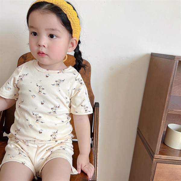 Set mặc nhà cotton ngắn hoa nhí
