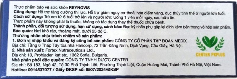 Reynovis (Hỗ trợ tăng cường thị lục) (Hộp 30 viên) - Center 2
