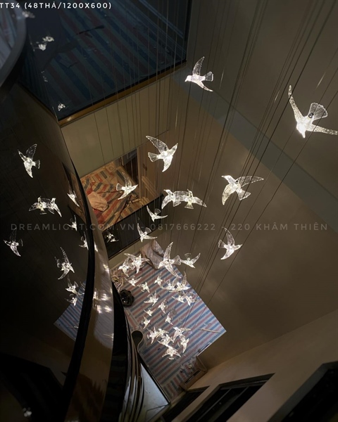Bộ đèn thả hình chim thông tầng