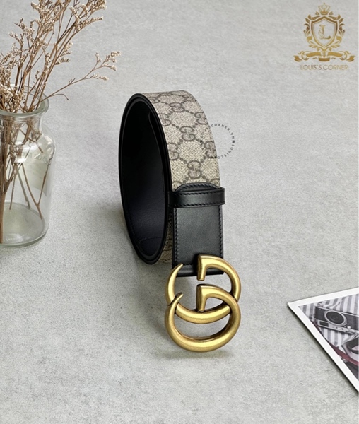 Belt Gucci calf matt GG marmont mono đen 4.0