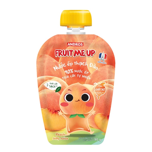 Thạch Đào - 90% Nước Ép Trái Cây Thật - ANDROS FRUIT ME UP - 90g x 20