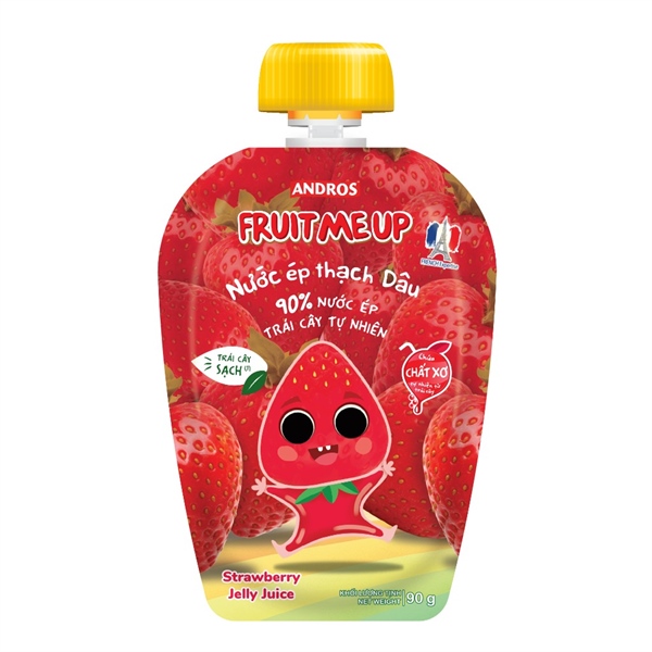 Thạch Dâu - 90% Nước Ép Trái Cây Thật - ANDROS FRUIT ME UP - 90g x 20