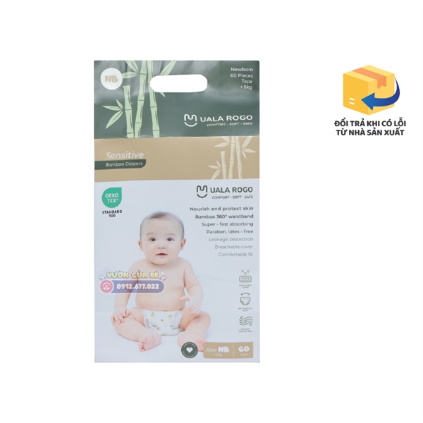 Bỉm Uala Rogo Việt Nam Size 01 Newborn 60 (~5kg)