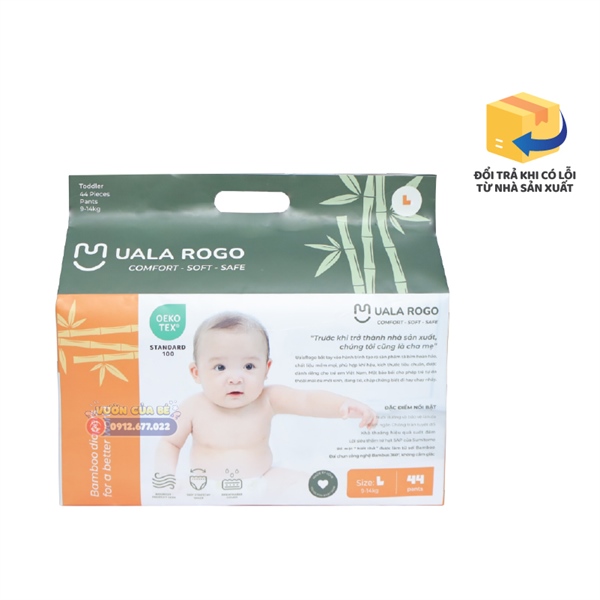 Bỉm Uala Rogo Việt Nam Size 04 L quần 44 (9-14kg)