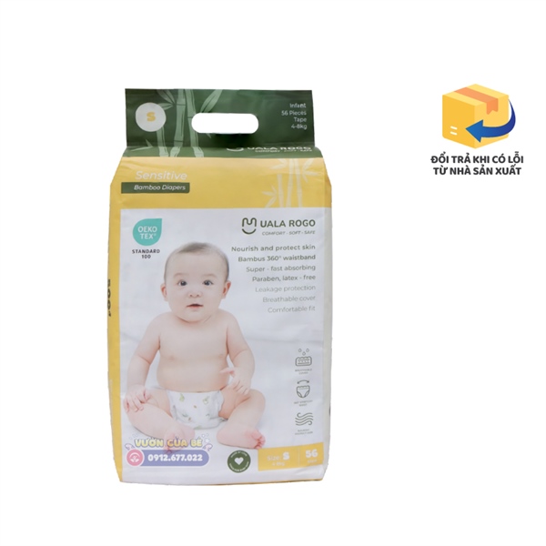 Bỉm Uala Rogo Việt Nam Size 02 S dán 56 (4-8kg)