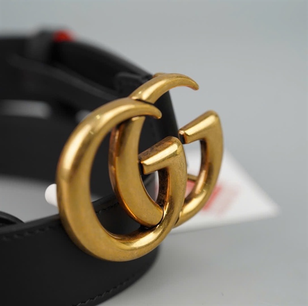 Thắt lưng GG đen khóa vàng bản 3cm dài 90cm (A-T) KG+