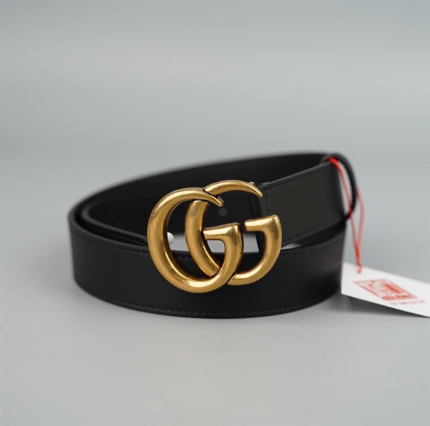 Thắt lưng GG đen khóa vàng bản 3cm dài 90cm (A-T) KG+