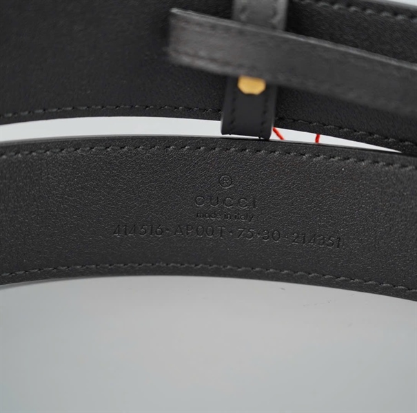 Thắt lưng GG đen khóa vàng bản 3cm dài 90cm (A-T) KG+