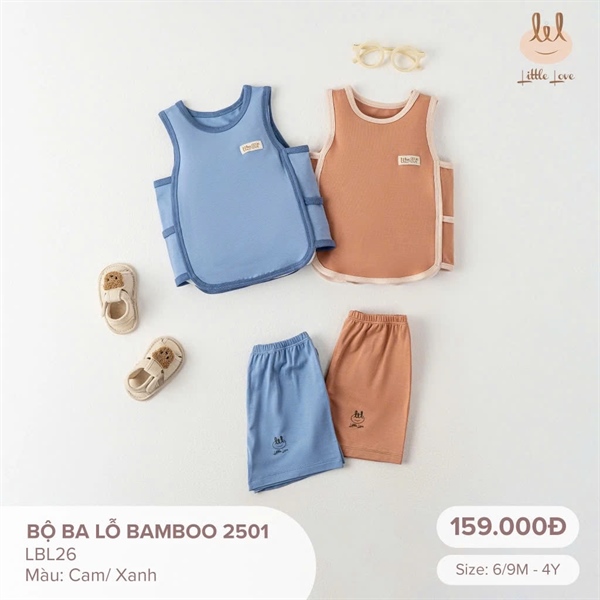 LIL Bộ ba lỗ bamboo - Cam