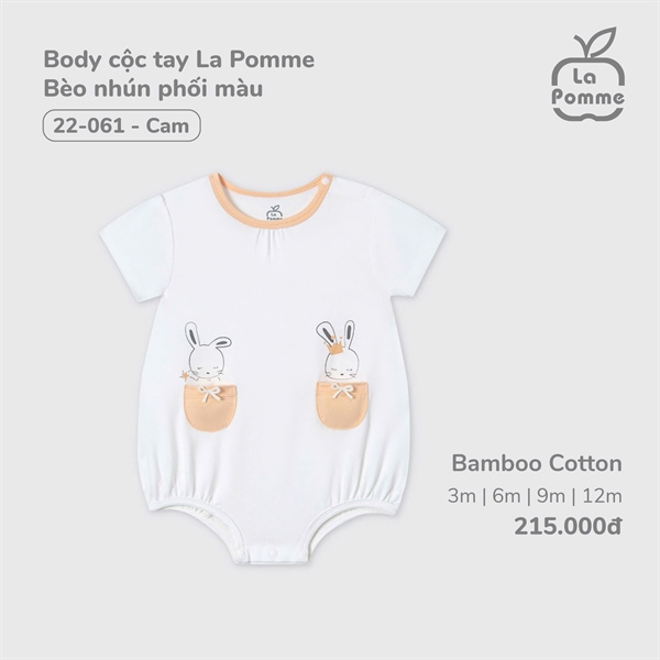 2061 - 6M/12M Body cộc tay La Pomme Bèo nhún phối màu