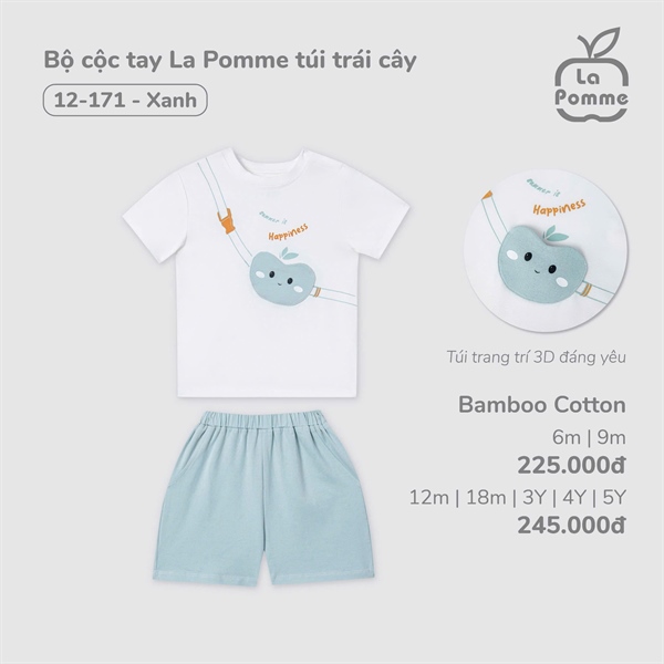 2171 - 12M/5Y Bộ cộc tay La Pomme túi trái cây