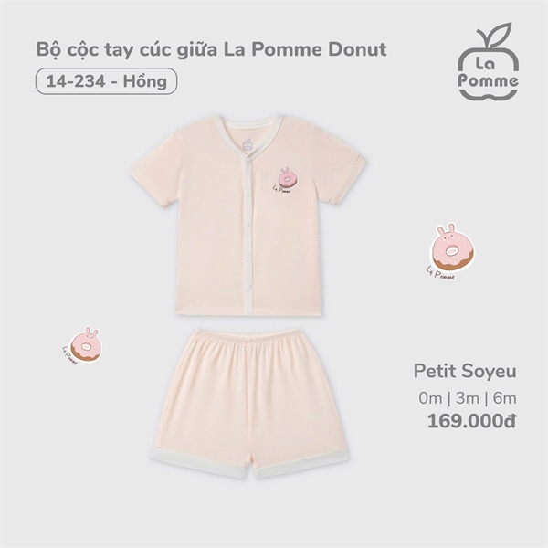 4234 - 3M/9M Bộ cộc tay cúc giữa La Pomme Donut