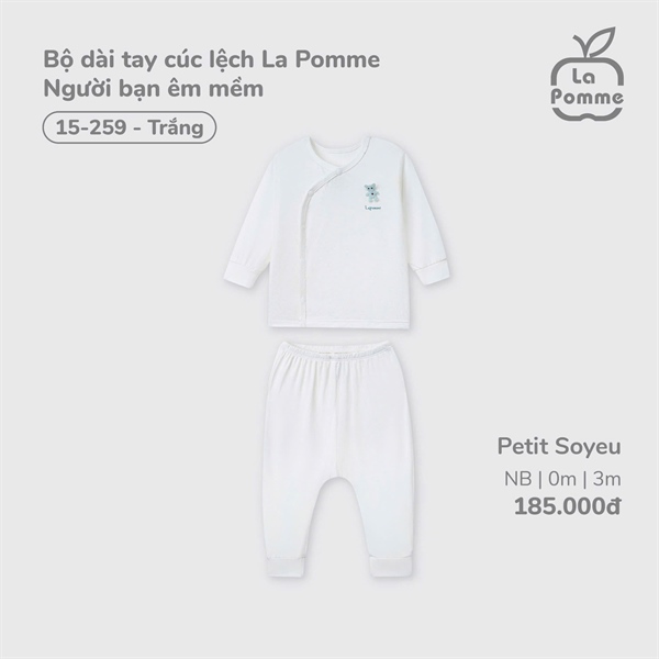 5259 - NB/6M Bộ dài tay cúc lệch La Pomme Người bạn êm mềm