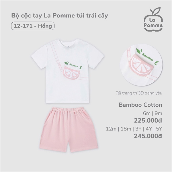 2171 - 12M/5Y Bộ cộc tay La Pomme túi trái cây