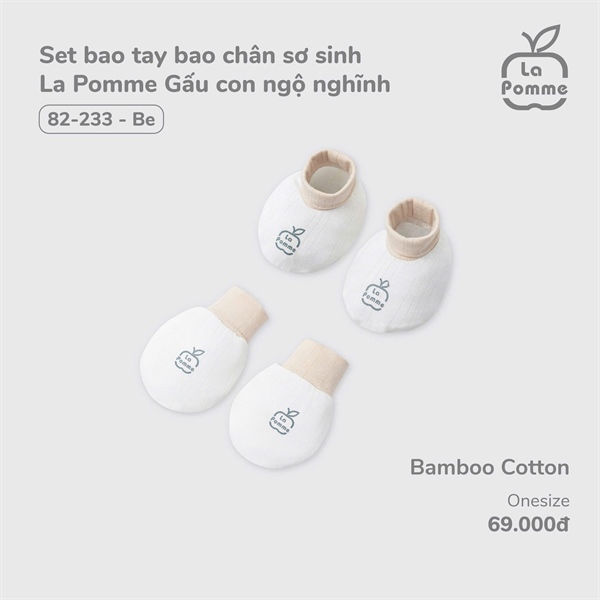 2233 - Set bao tay bao chân sơ sinh La Pomme Gấu con ngộ nghĩnh