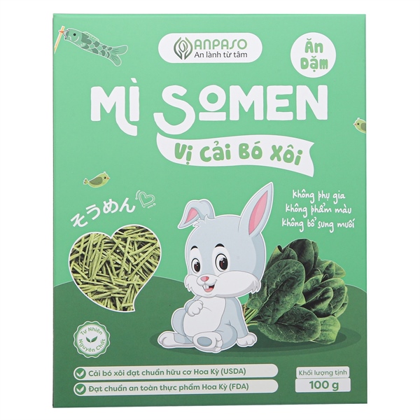 Mì Somen ANPASO vị cải bó xôi - 100g - từ 6m