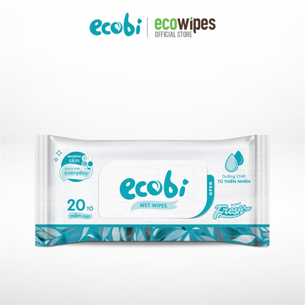 Khăn ướt Ecobi 20 tờ - Không Mùi