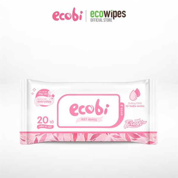 Khăn ướt Ecobi 20 tờ - Hương Dịu Nhẹ