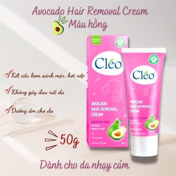 Kem bơ tẩy lông da nhạy cảm hồng Cleo 50g