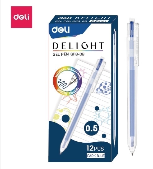 Bút gel 0.5mm xanh dương đậm Deli G118-DB