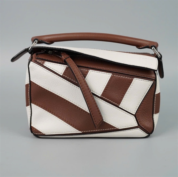 Túi Loewe trắng nâu sz17 (BMC) KG+