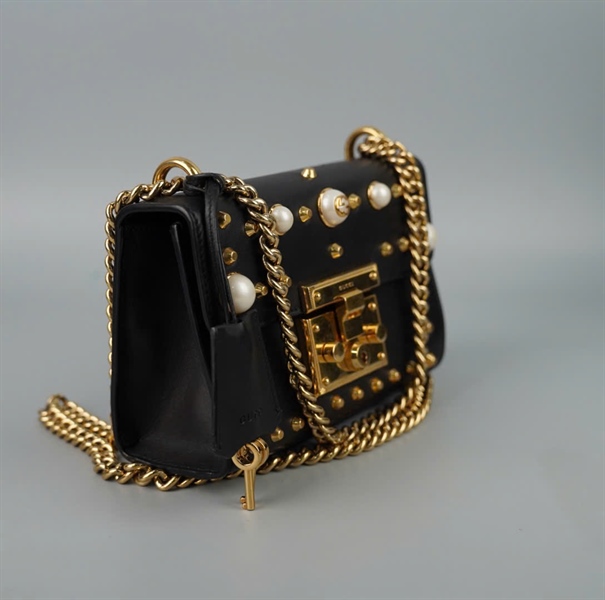 Túi GG Pearly Padlock đen kèm 2 chìa khóa (432182001998) sz20 (BMC) +