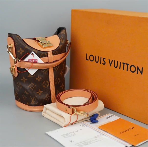 Túi LV Duffle hoa nâu 2 strap (DU0210) sz13 +