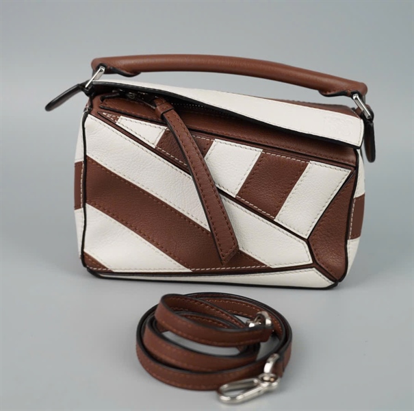 Túi Loewe trắng nâu sz17 (BMC) KG+