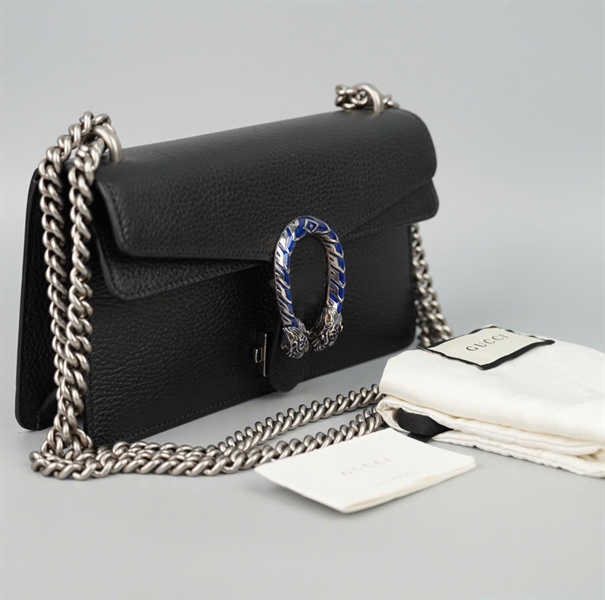 Túi GG Dionysus đen khóa rồng xanh sz25 (BMC) +