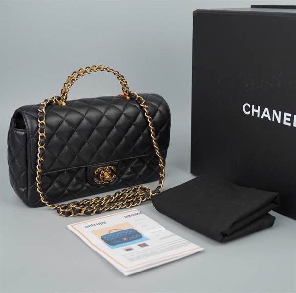 Túi Chanel Handle đen (K67LGENC) sz23 KG+