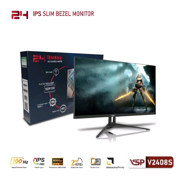 Màn hình VSP 24in V2408S 100Hz màu đen
