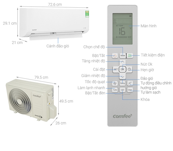 Máy lạnh Comfee 1HP, inverter