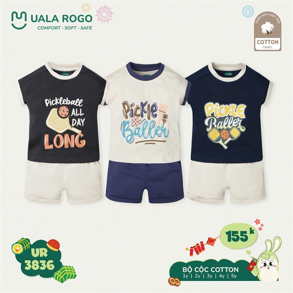 Uala Bộ Cộc Cotton U3836 - Xám Chì
