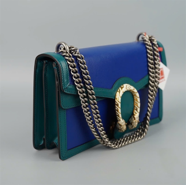 Túi GG Dionysus xanh dương khóa trắng sz28 (BQ) KG+