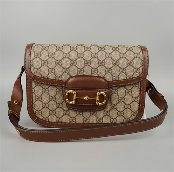 Túi GG 1955 xám viền nâu sz25 (BQ) KG+