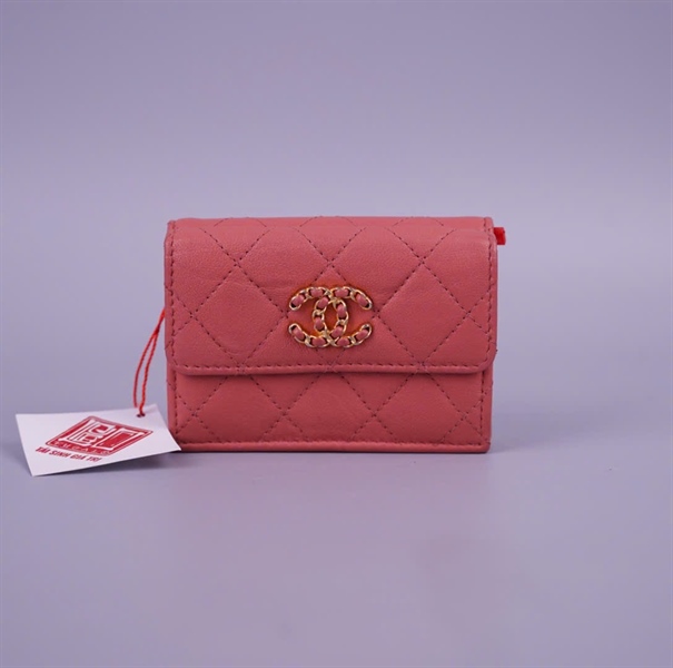 Ví Chanel Gập 3 Màu Hồng Cam (28491984) (BQ) KG+