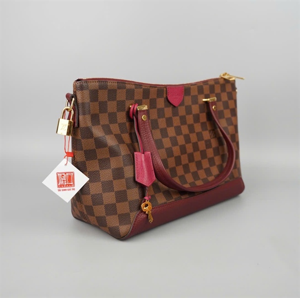 Túi LV Ebene Hyde Park ô vuông nâu viền đỏ kèm ổ + 2 chìa sz31 (BQ) KG+
