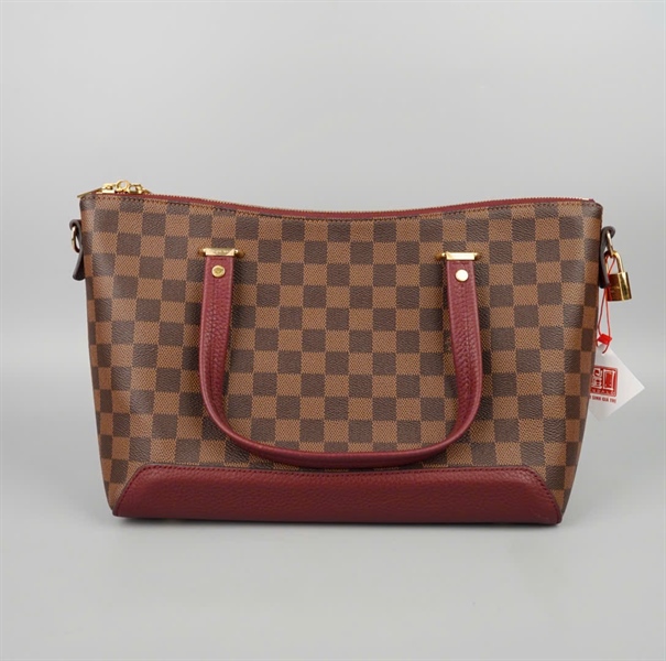 Túi LV Ebene Hyde Park ô vuông nâu viền đỏ kèm ổ + 2 chìa sz31 (BQ) KG+