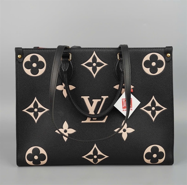 Túi LV onthego hoa trắng nền đen sz34 (BQ) KG+