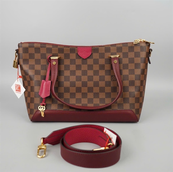 Túi LV Ebene Hyde Park ô vuông nâu viền đỏ kèm ổ + 2 chìa sz31 (BQ) KG+