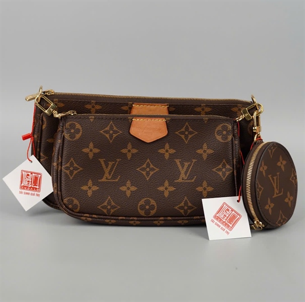 Túi LV Multi Pochette hoa nâu kèm ví (set2) 2strap sz24 - 18 (BQ) KG+