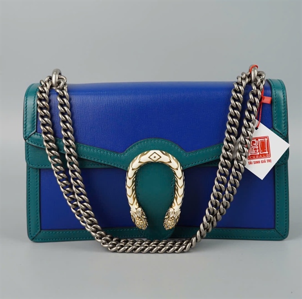 Túi GG Dionysus xanh dương khóa trắng sz28 (BQ) KG+