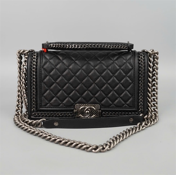 Túi Chanel Boy đen (23109633) sz24 (BQ) KG+