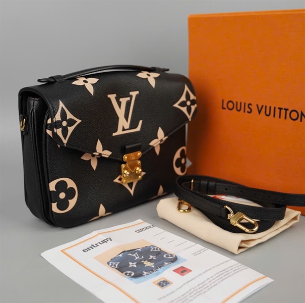 Túi LV Metis da bê đen hoa trắng sz25 KG+